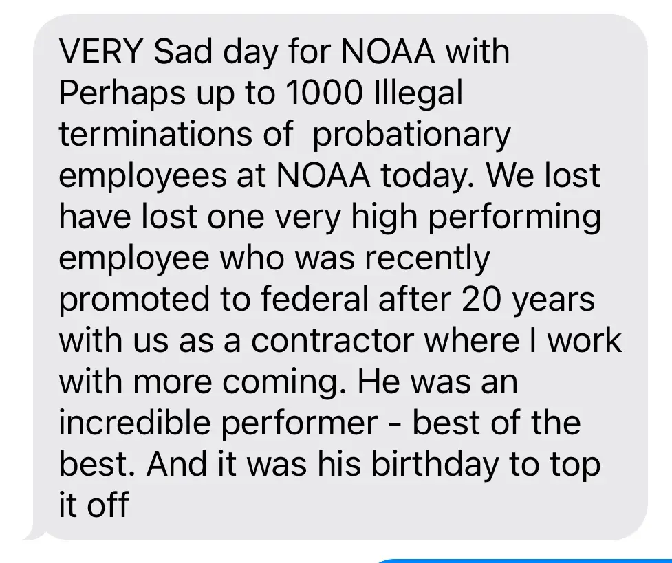 A screenshot of a text message bubble with black text on a light gray background. The message falsely claims a 'VERY Sad day…