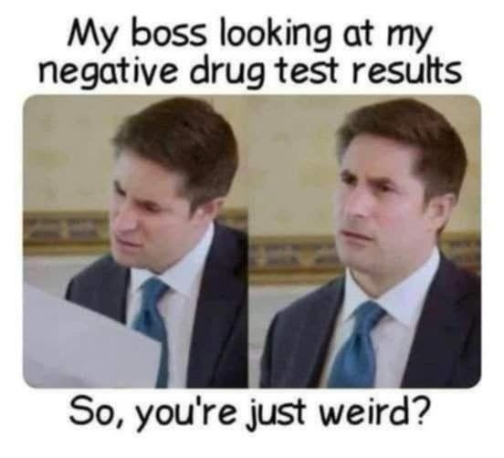The image shows a split-screen of a man in a suit and tie, looking down at a document on the left, and then looking up with…