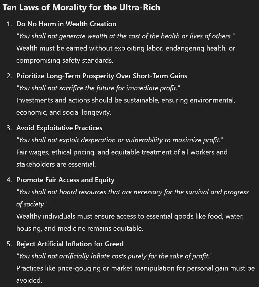 The Ten Commandments of Wealthy Morality