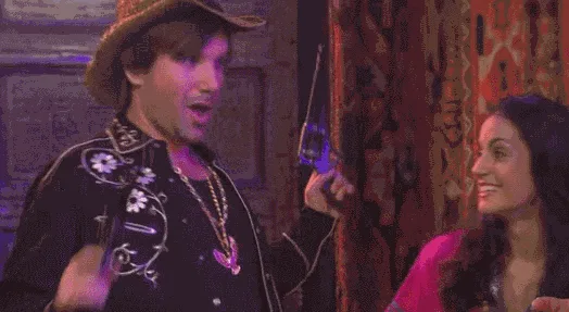 The image is a split-screen meme. The top row shows a man in a cowboy hat and black shirt holding a toy gun while talking to…