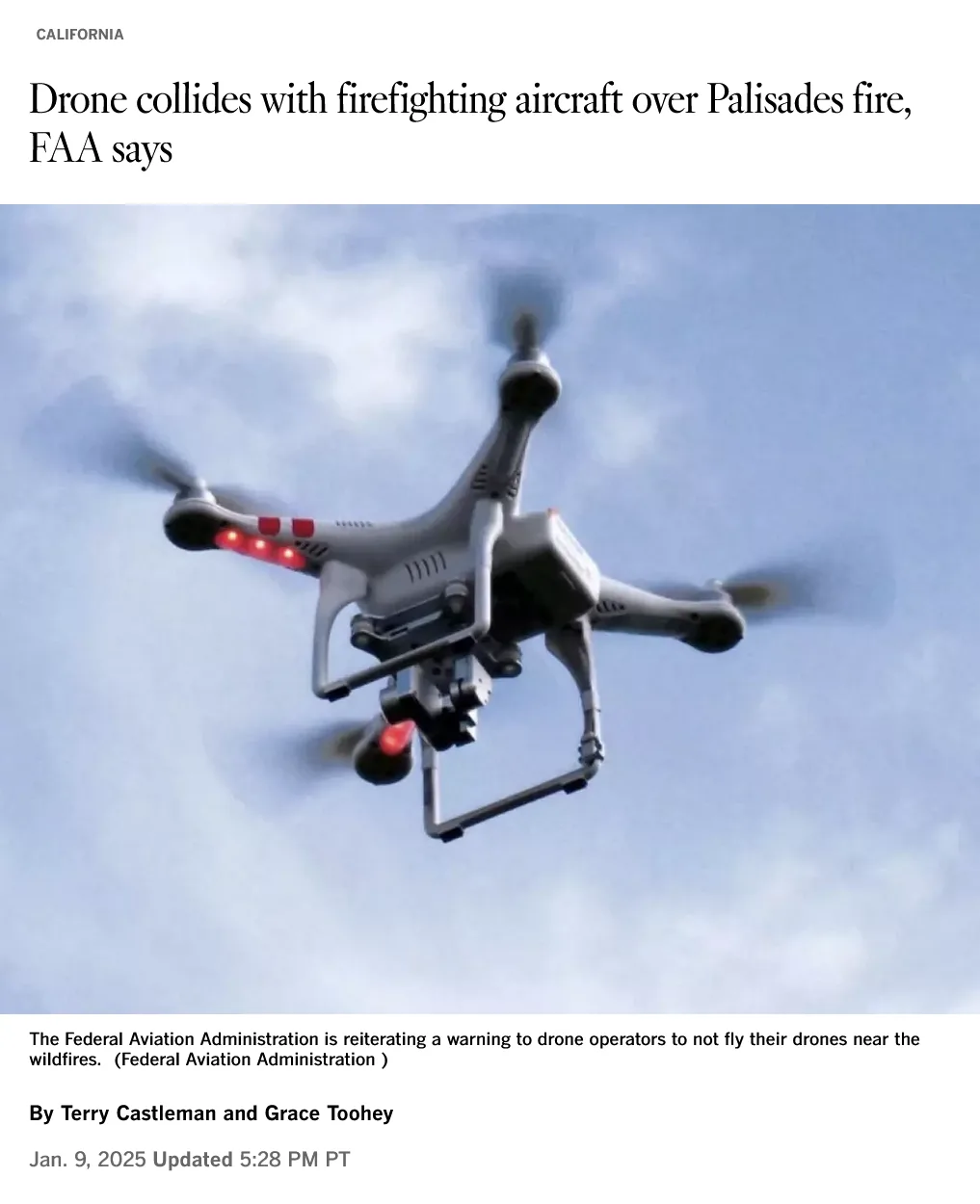 A Close Call: Drone vs. Firefighting Aircraft Collision