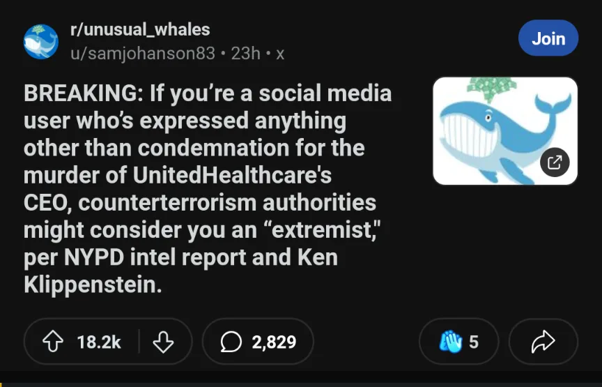 A reddit post from r/unusual_whales shows a comment with a satirical 'breaking news' headline about social media users being…