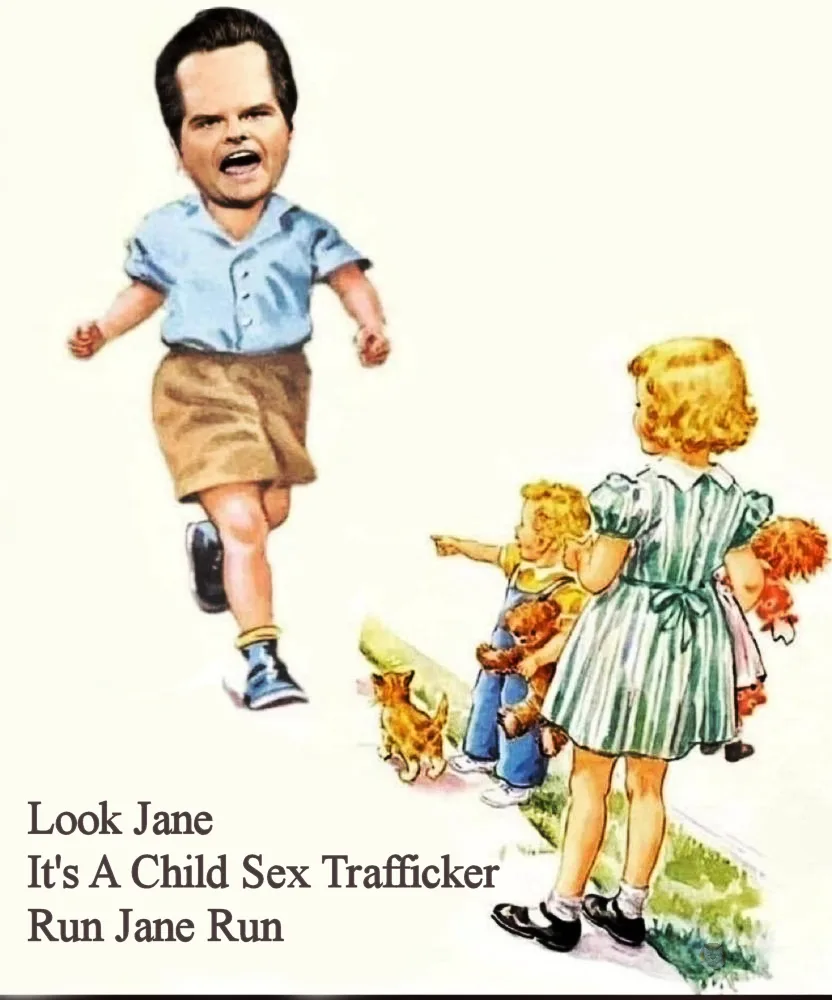 A vintage-style illustration shows a cartoonish, exaggeratedly angry man in a blue shirt and brown shorts running toward…