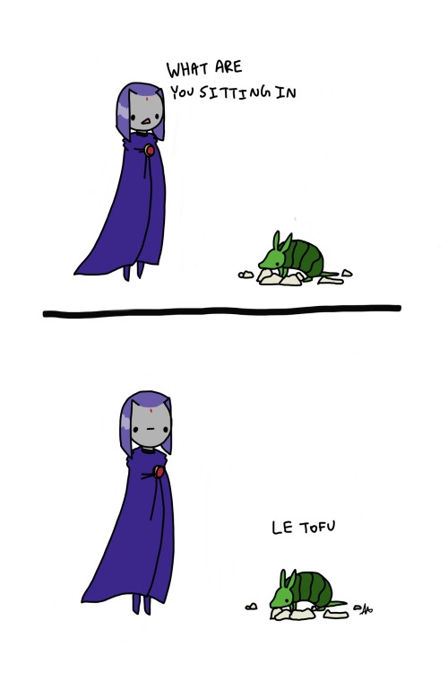 A two-panel comic shows a purple-robed character asking a green, rabbit-like creature what it is sitting in. In the first…