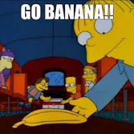 A still from The Simpsons shows Homer Simpson leaning over a table with a banana in front of him, his face contorted in an…