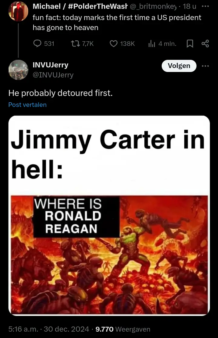 The image shows a fiery hell scene with a green-skinned warrior battling demonic creatures, overlaid with the text 'Jimmy…