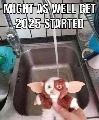 A person holds a small, brown and white plush toy resembling the character Gizmo from 'Gremlins' under a running faucet in a…