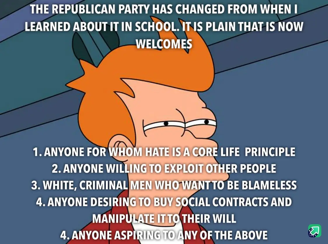 The image shows the animated character Fry from Futurama with a skeptical, unimpressed expression. Overlaid white text…