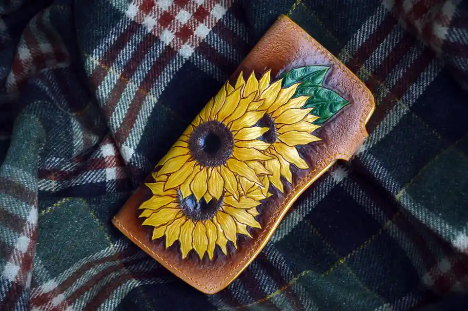 Sunflowers and a Stylish Leather Wallet