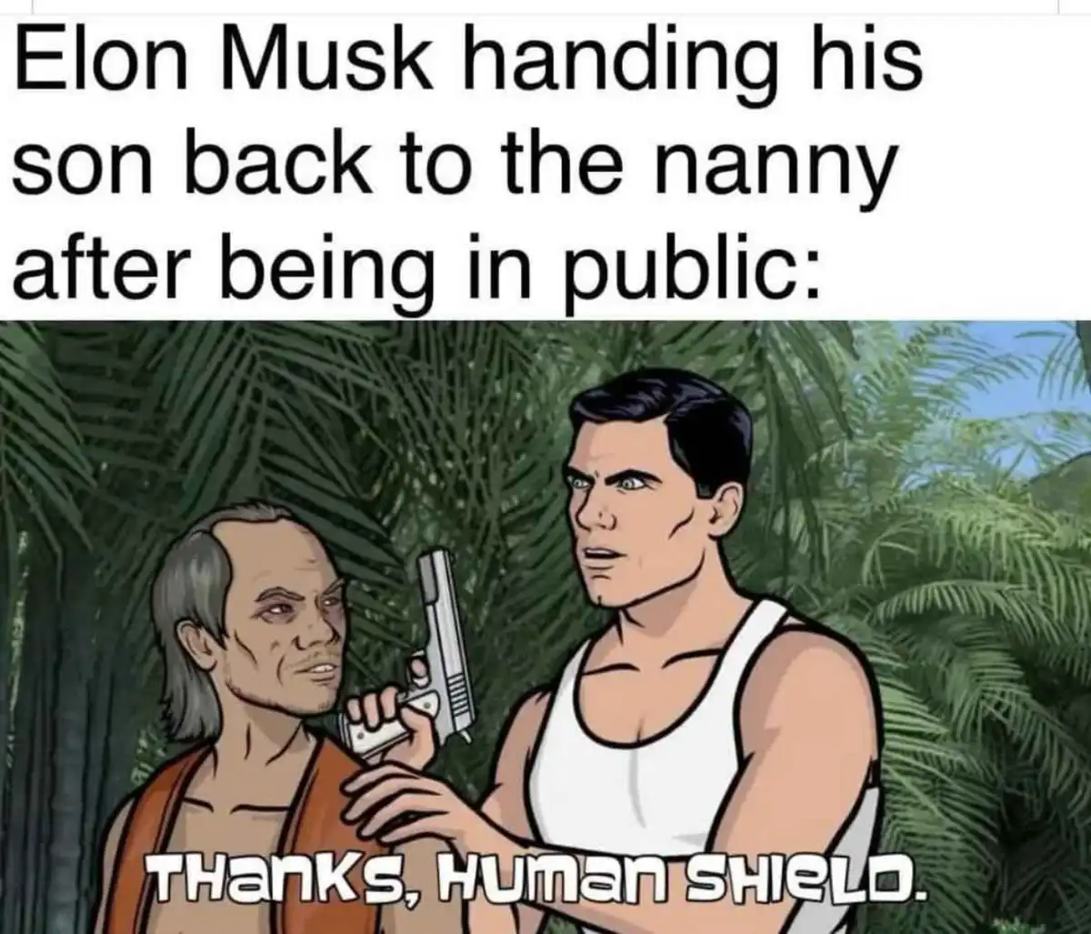 A cartoon image shows a muscular man in a white tank top holding a handgun to the neck of an older man in an orange shirt…
