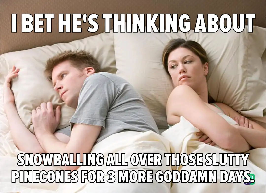 A man and woman lie in bed, turned away from each other, suggesting marital tension. The man looks away with a bored…
