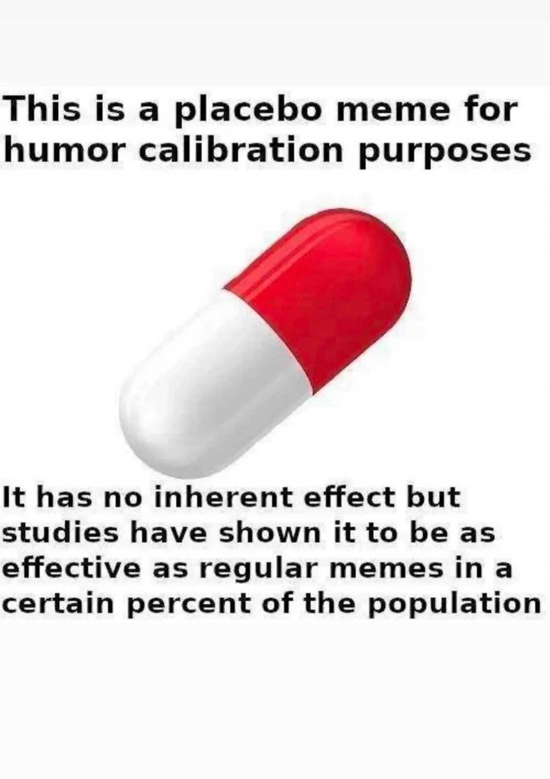 The image displays a single red-and-white capsule pill centered on a plain white background. Overlaid text in black…