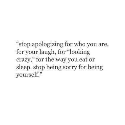 A plain white background with centered black serif text quoting an inspirational message about self-acceptance, urging…