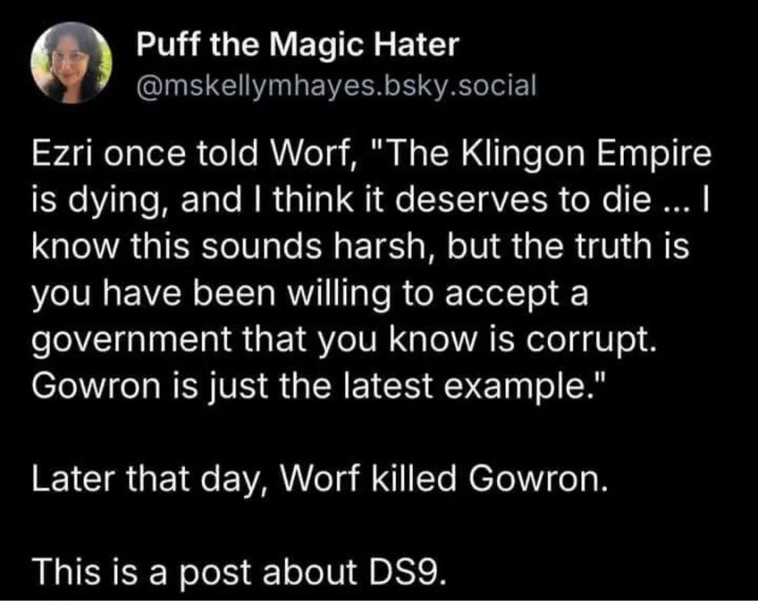 A black-background image displays a text post from a user named 'Puff the Magic Hater' with a profile picture. The post…