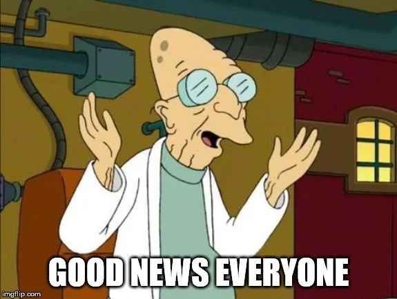 A cartoon image of Professor Farnsworth from Futurama, wearing his signature white lab coat and round glasses, with his…