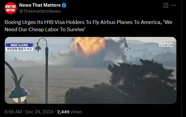 A screenshot of a Twitter post from 'News That Matters' shows a video clip of an airplane exploding in mid-air. The overlaid…