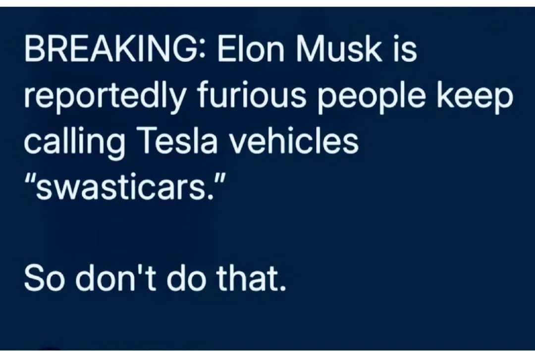 A dark blue background displays white text mimicking a breaking news alert. The text reads: 'BREAKING: Elon Musk is…