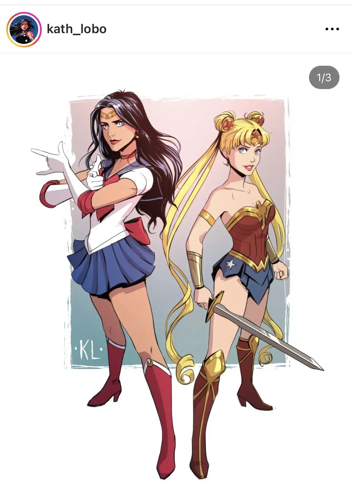 An illustration shows two female superheroes standing side-by-side: one with long dark hair in a sailor-style outfit with…