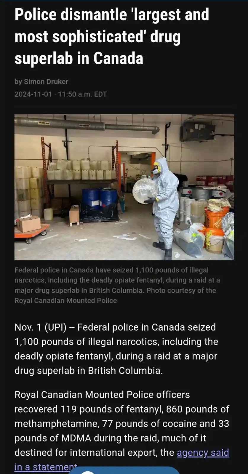 Canadian Authorities Take Down the Largest Drug Superlab Ever