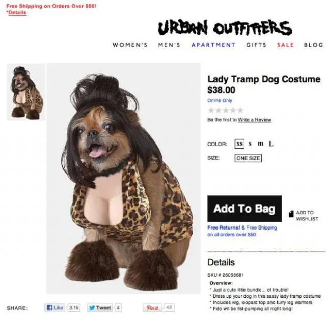 A small dog wearing a leopard-print costume with a revealing top, a black choker, and a large black wig styled in a beehive…