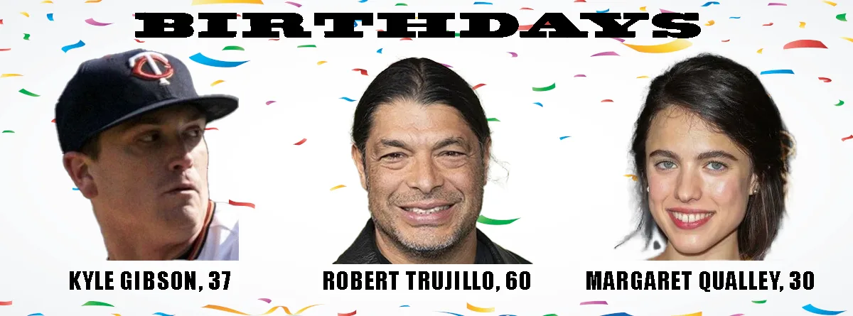 The image displays three headshots against a white background with colorful confetti. From left to right: a man in a…